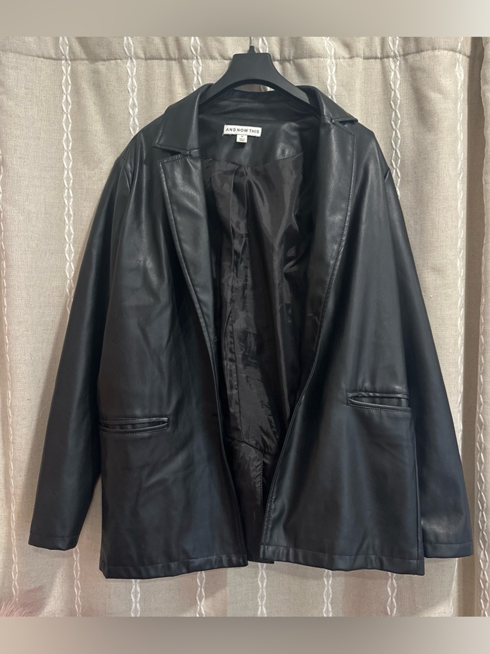 ANOTHER THIS Black Faux Leather Blazer Jacket